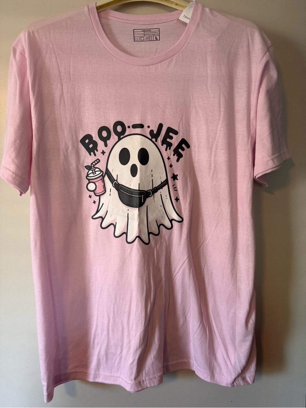 Gildan Pink Tee with Boo-Jeep Ghost Graphic